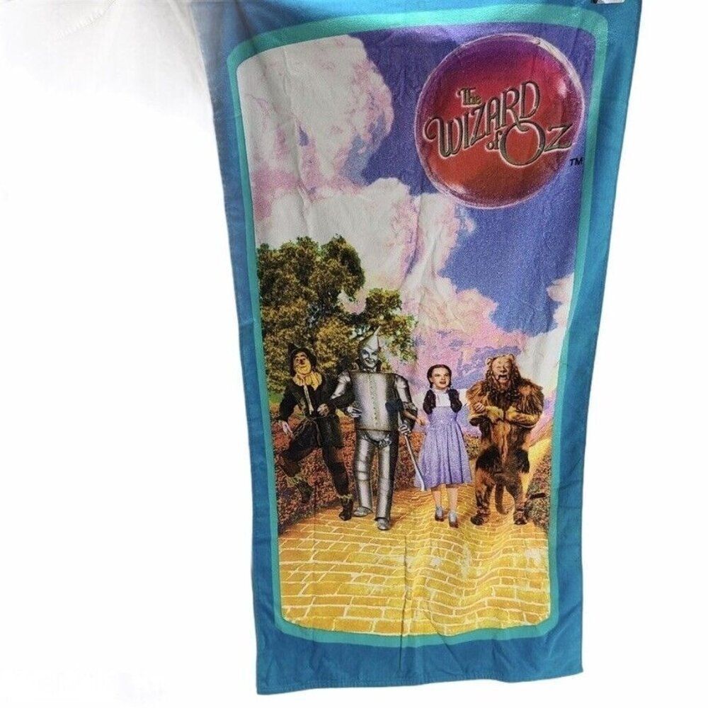 Vintage 90s Wizard of Oz Yellow Brick Road Beach Towel Dorothy Toto New